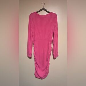 Chic Long Sleeve Pink Dress